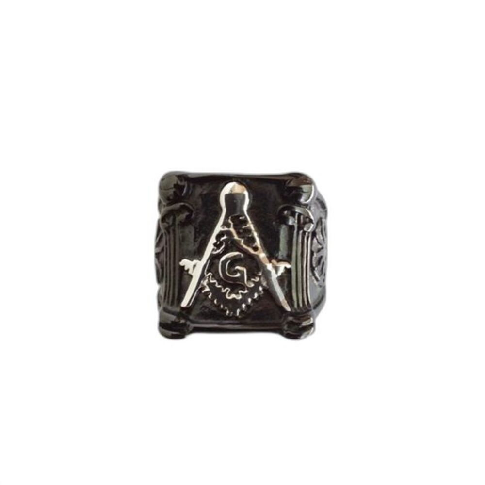 Steeltime | Black Stainless Steel Masonic Ring